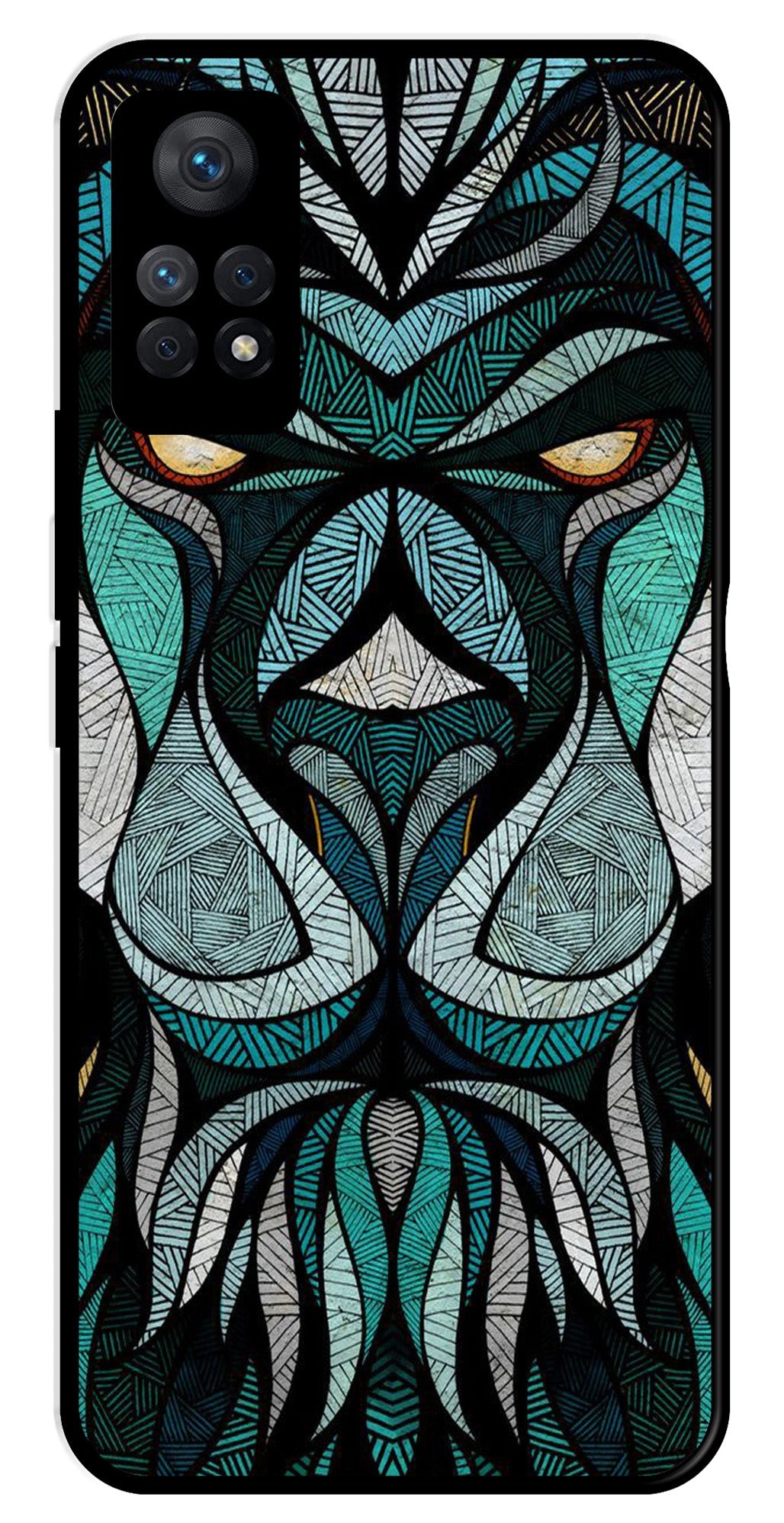 Lion Pattern Metal Mobile Case for Redmi Note 11 Pro   (Design No -40)