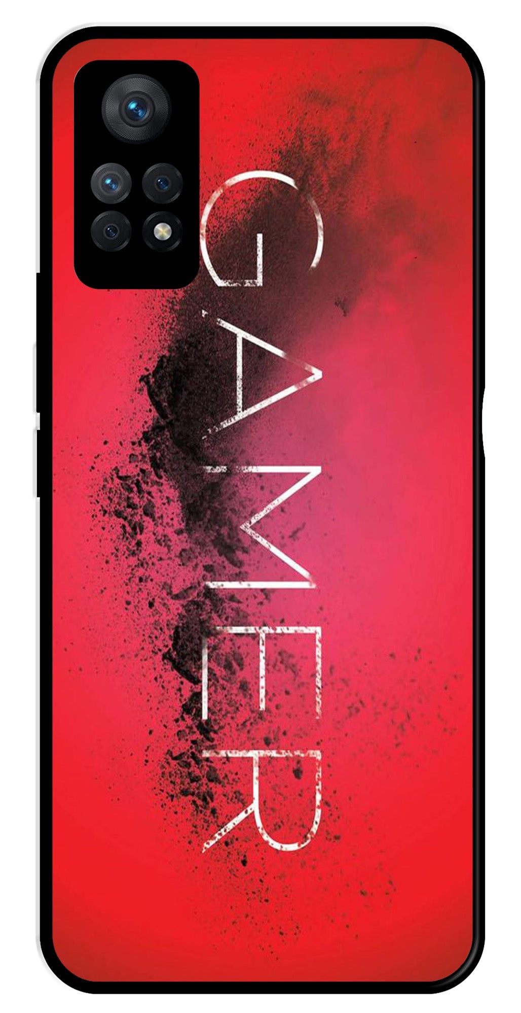 Gamer Pattern Metal Mobile Case for Redmi Note 11 Pro   (Design No -41)