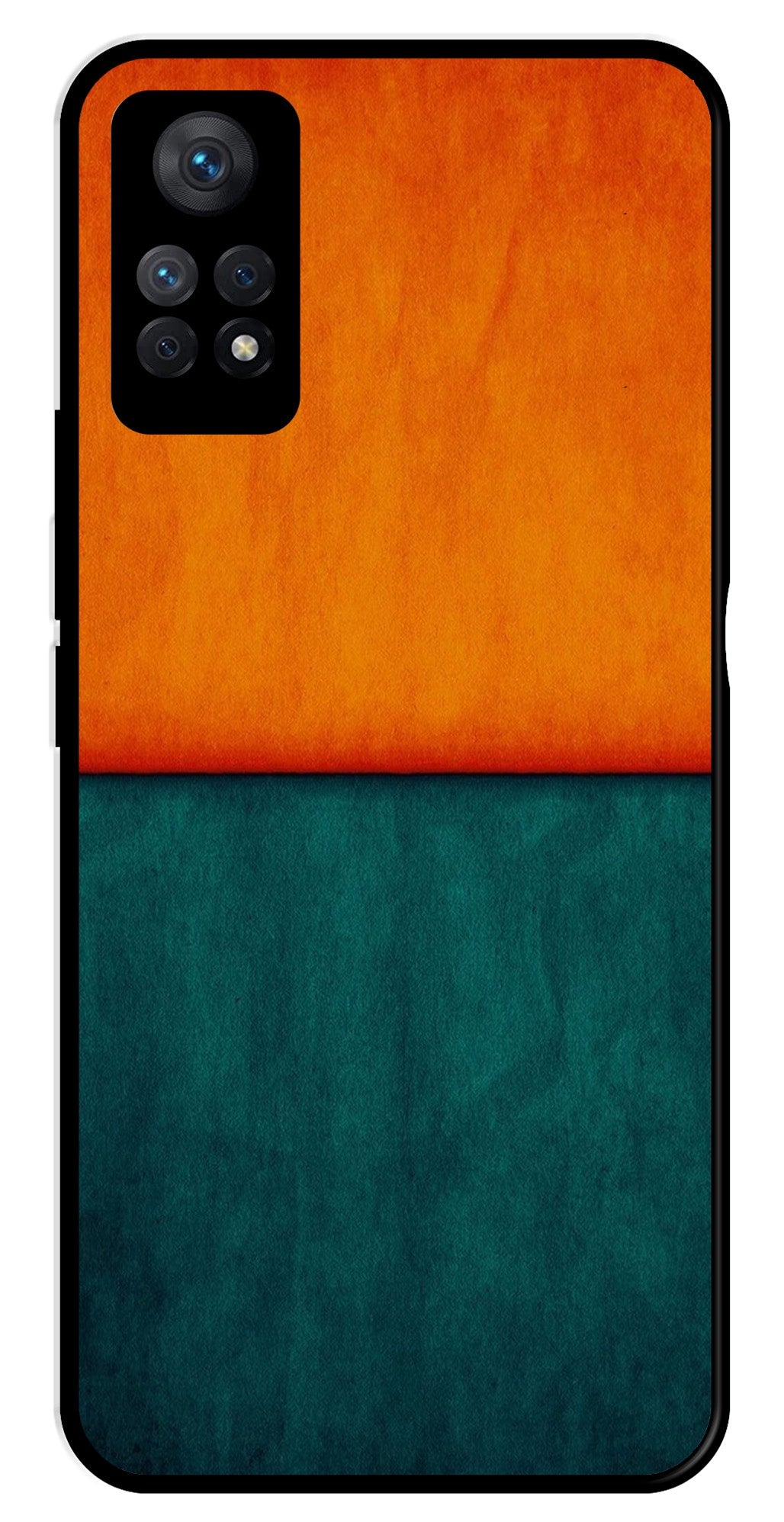 Orange Green Pattern Metal Mobile Case for Redmi Note 11 Pro   (Design No -45)