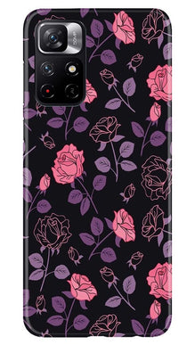 Rose Black Background Mobile Back Case for Redmi Note 11T 5G (Design - 27)