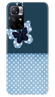 White dots Butterfly Mobile Back Case for Redmi Note 11T 5G (Design - 31)