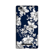 White flowers Blue Background Mobile Back Case for Xiaomi Mi 4i (Design - 14)