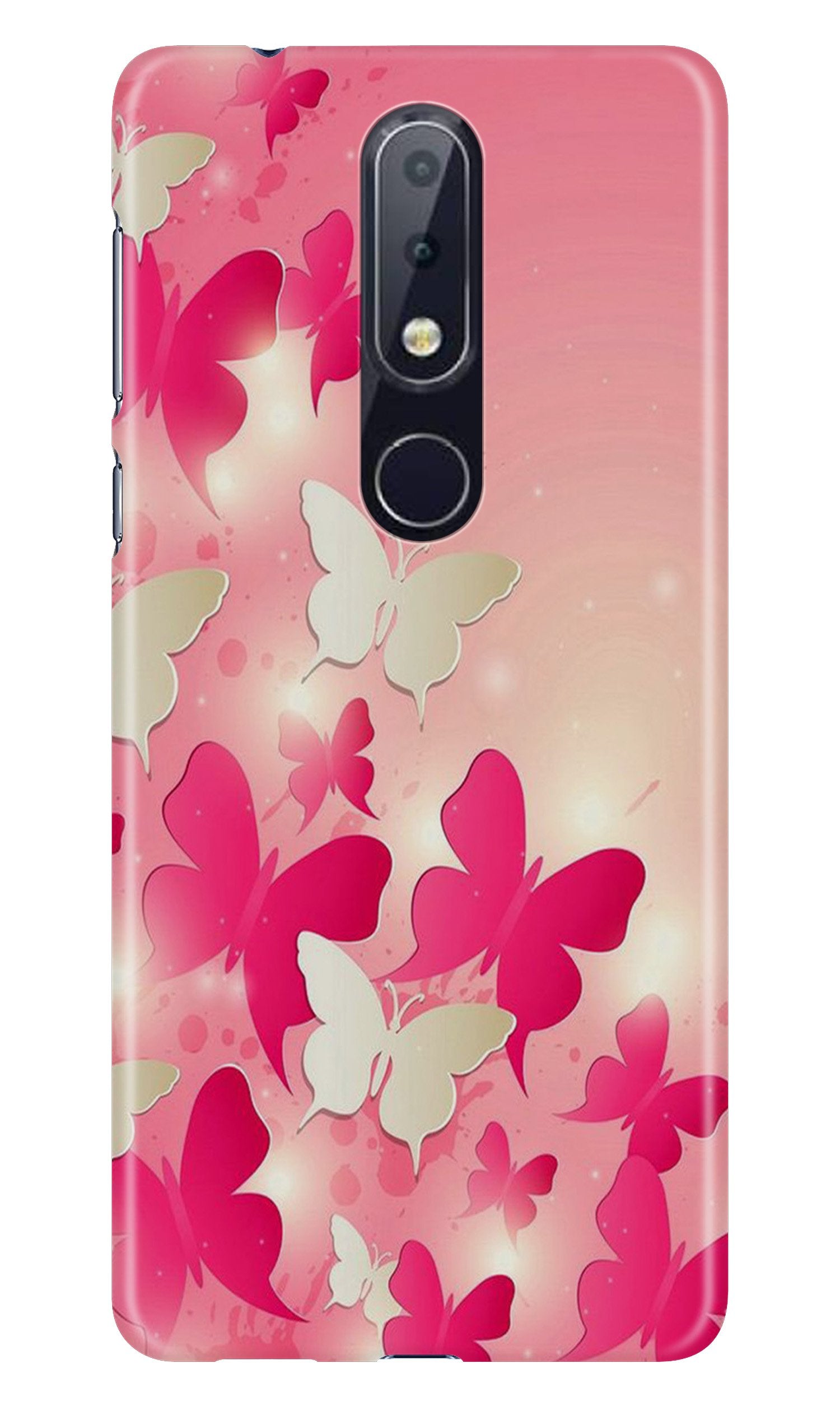 White Pick Butterflies Case for Nokia 7.1