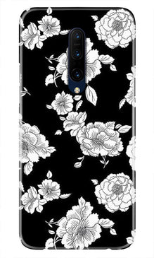 White flowers Black Background Mobile Back Case for OnePlus 7T pro (Design - 9)