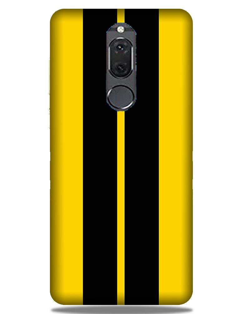 Black Yellow Pattern Mobile Back Case for Honor 9i (Design - 377)