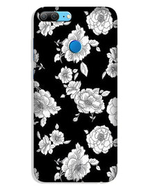 White flowers Black Background Case for Honor 9 Lite