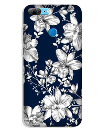 White flowers Blue Background Case for Honor 9 Lite