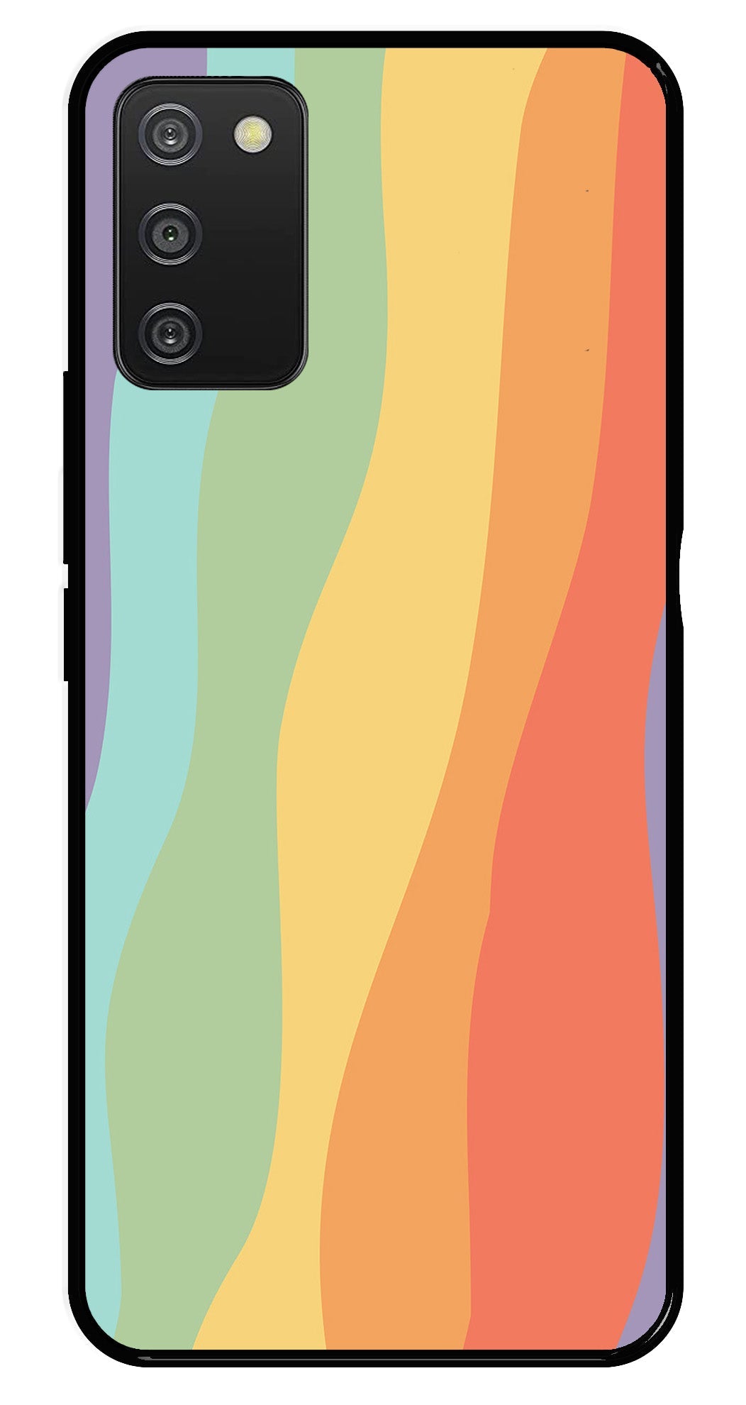 Muted Rainbow Metal Mobile Case for Samsung Galaxy A03s   (Design No -02)