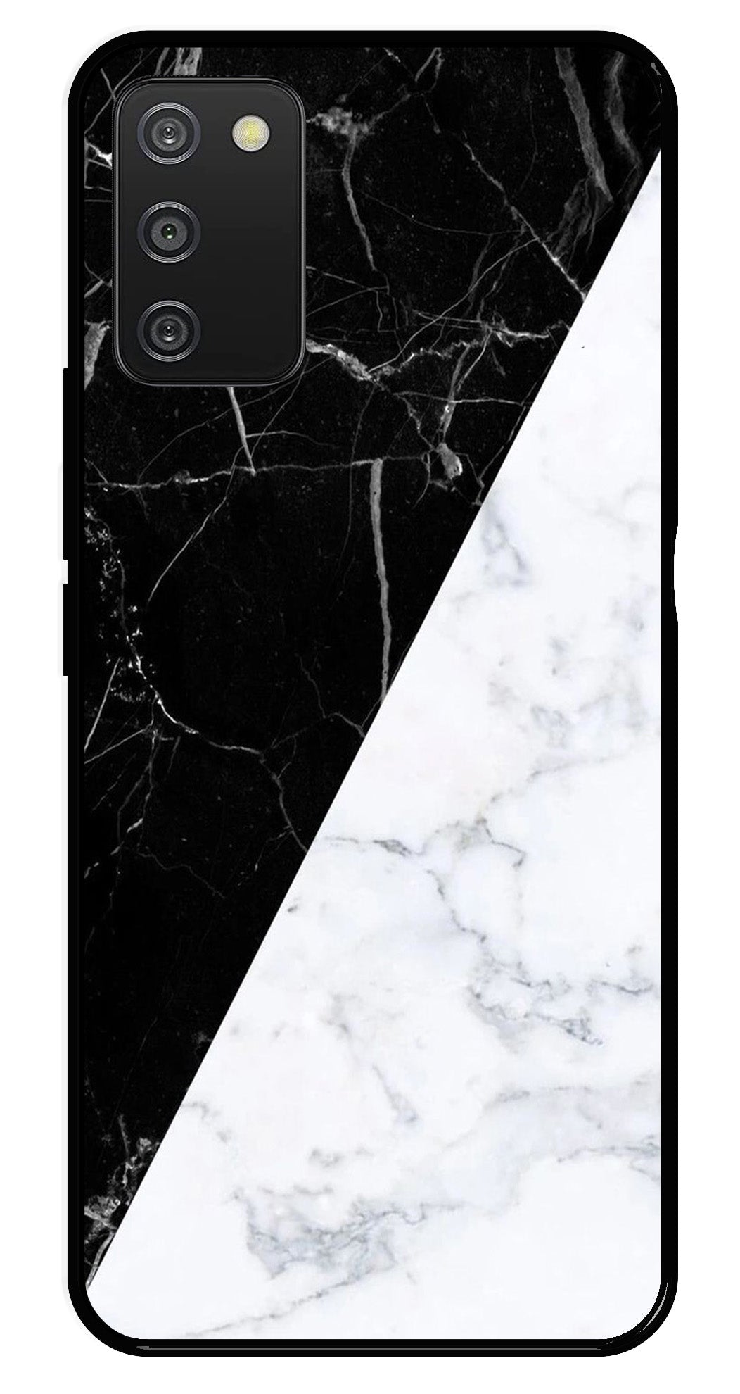 Black White Marble Design Metal Mobile Case for Samsung Galaxy A03s   (Design No -09)