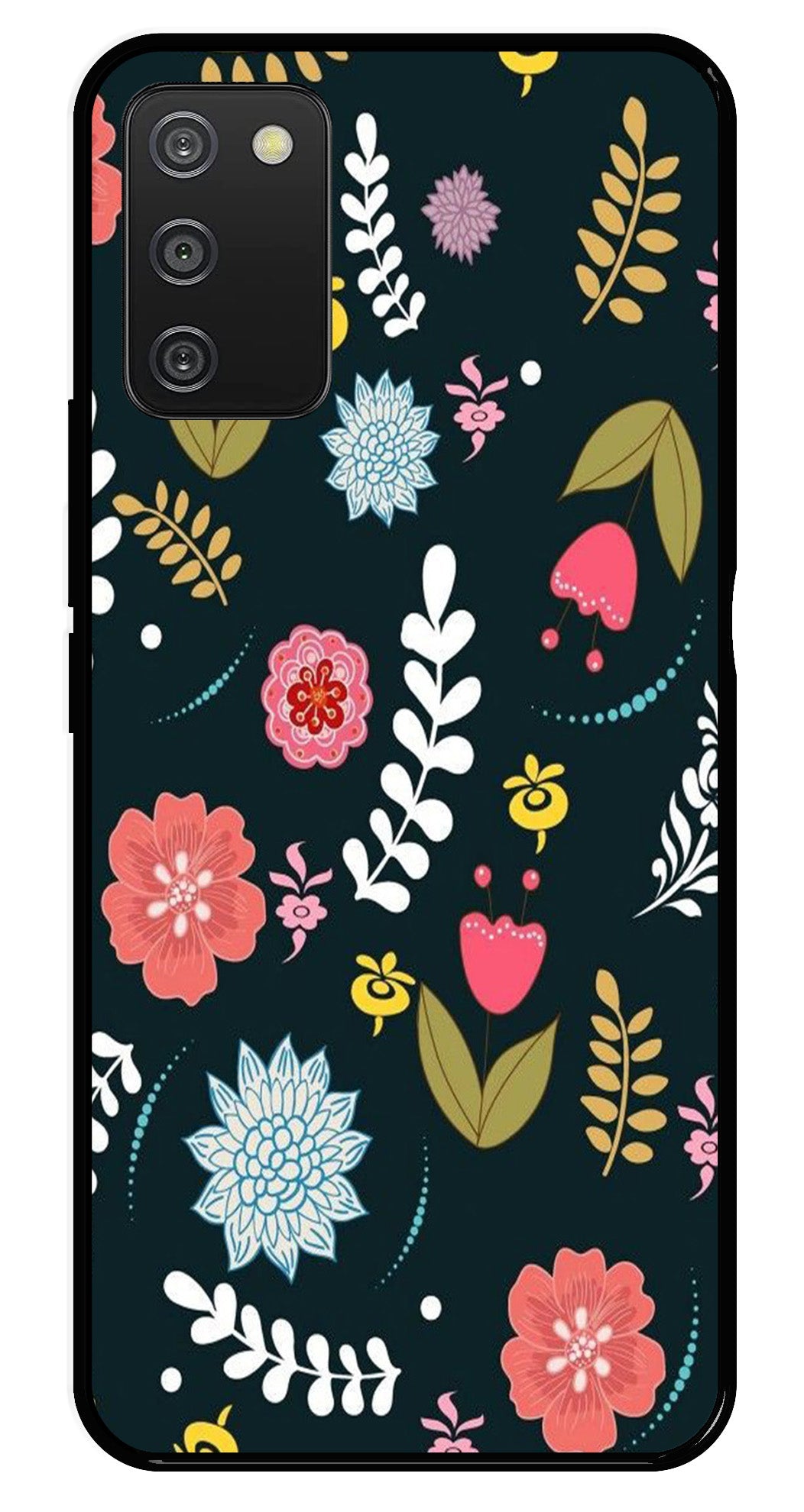 Floral Pattern2 Metal Mobile Case for Samsung Galaxy A03s   (Design No -12)