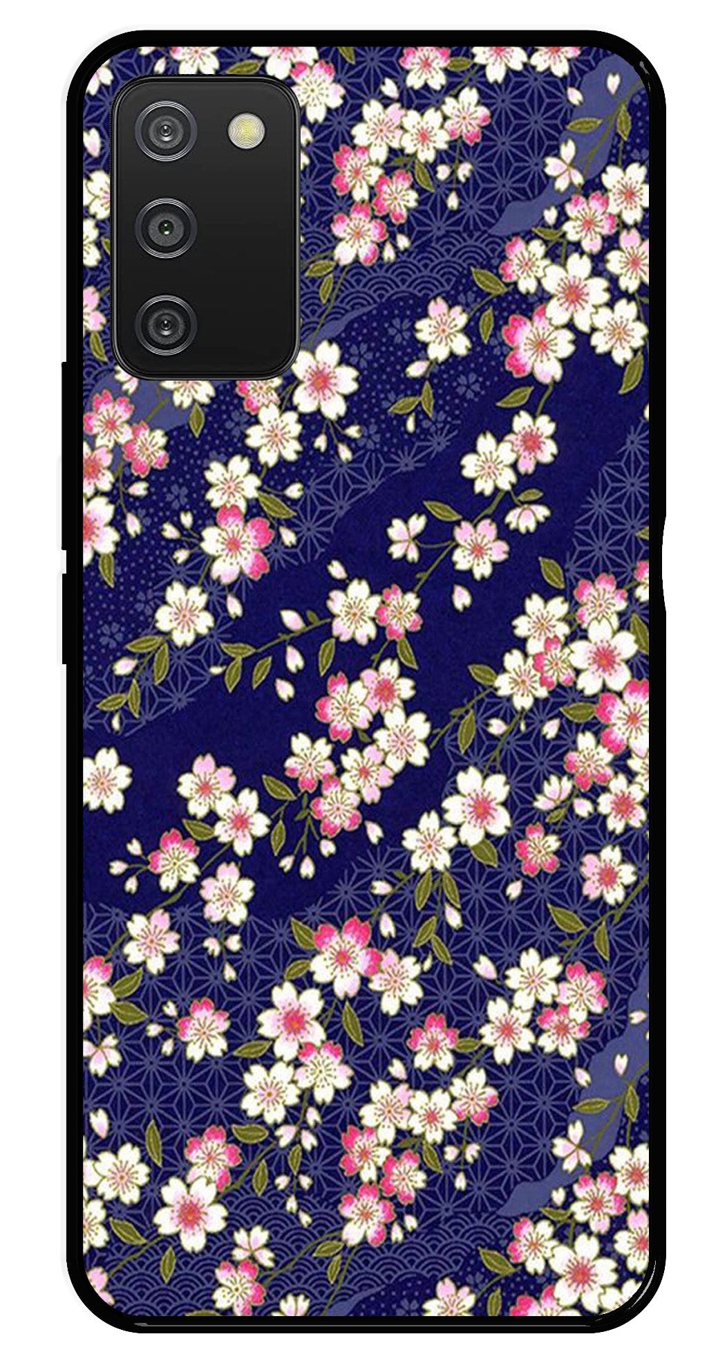 Flower Design Metal Mobile Case for Samsung Galaxy A03s   (Design No -25)