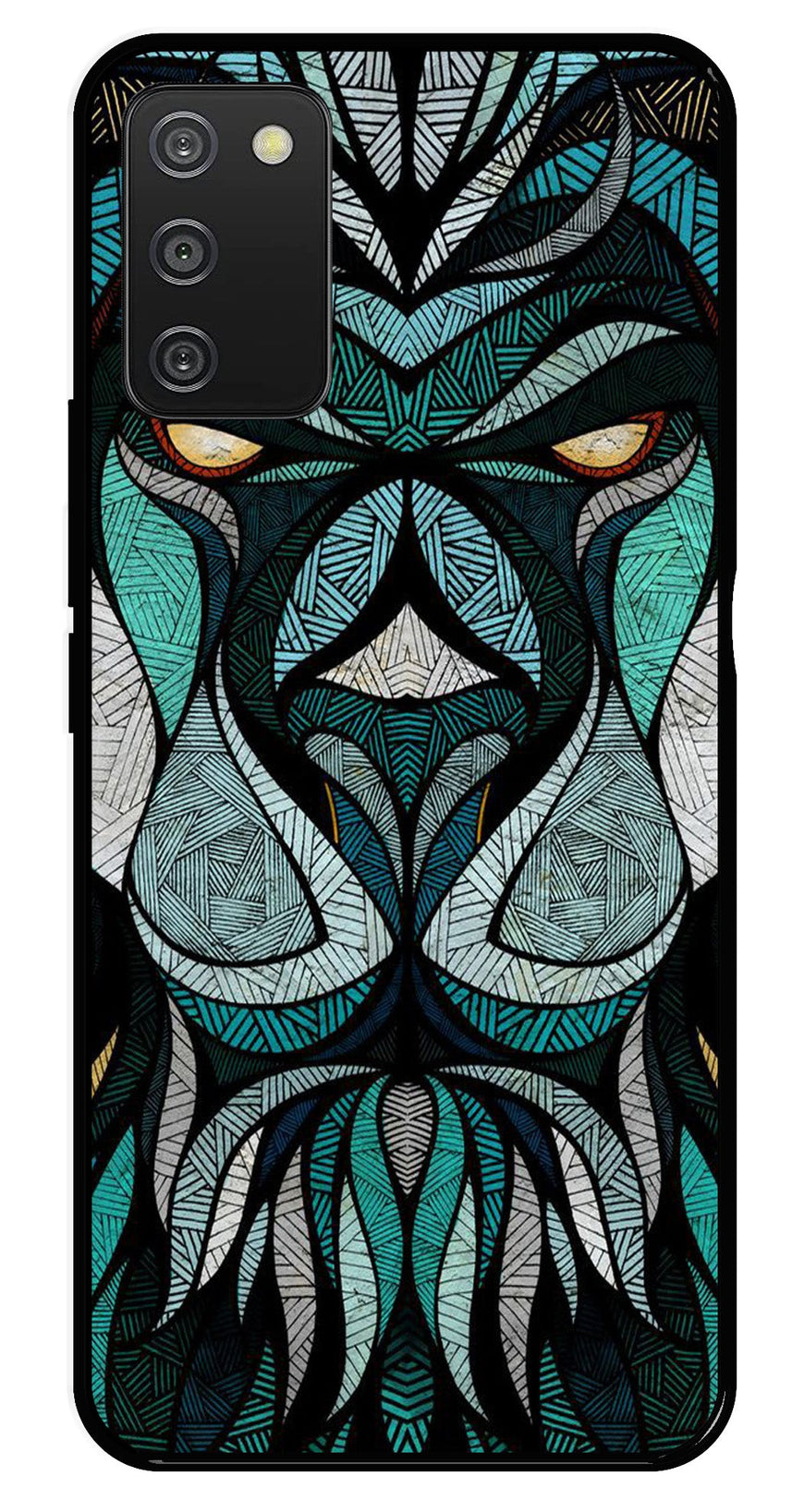 Lion Pattern Metal Mobile Case for Samsung Galaxy A03s   (Design No -40)