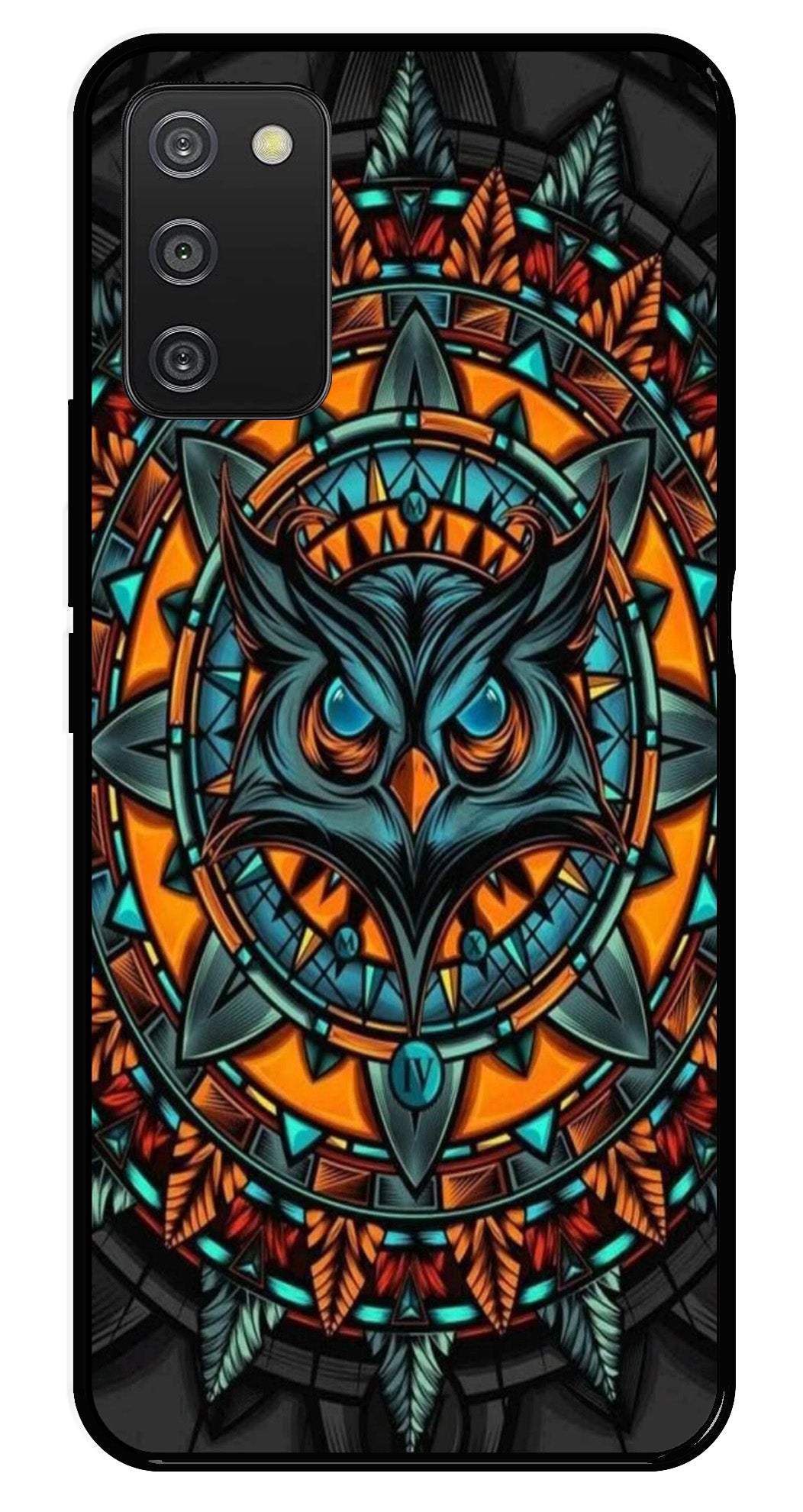 Owl Pattern Metal Mobile Case for Samsung Galaxy A03s   (Design No -42)