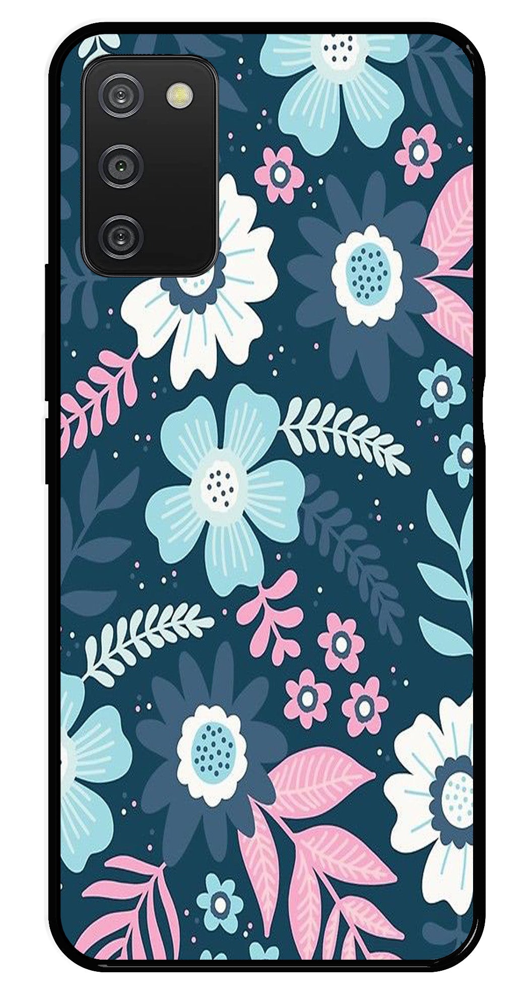 Flower Leaves Design Metal Mobile Case for Samsung Galaxy A03s   (Design No -50)