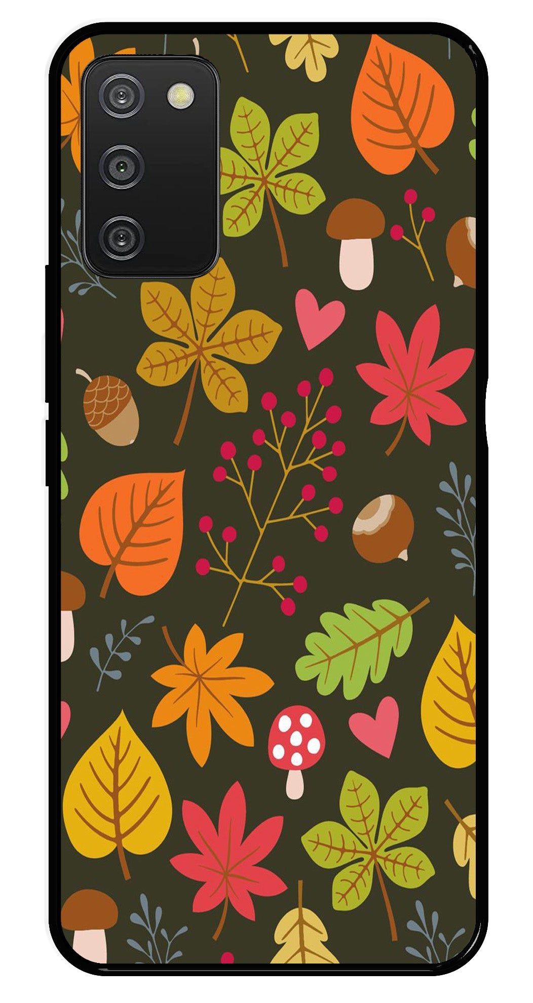 Leaves Design Metal Mobile Case for Samsung Galaxy A03s   (Design No -51)