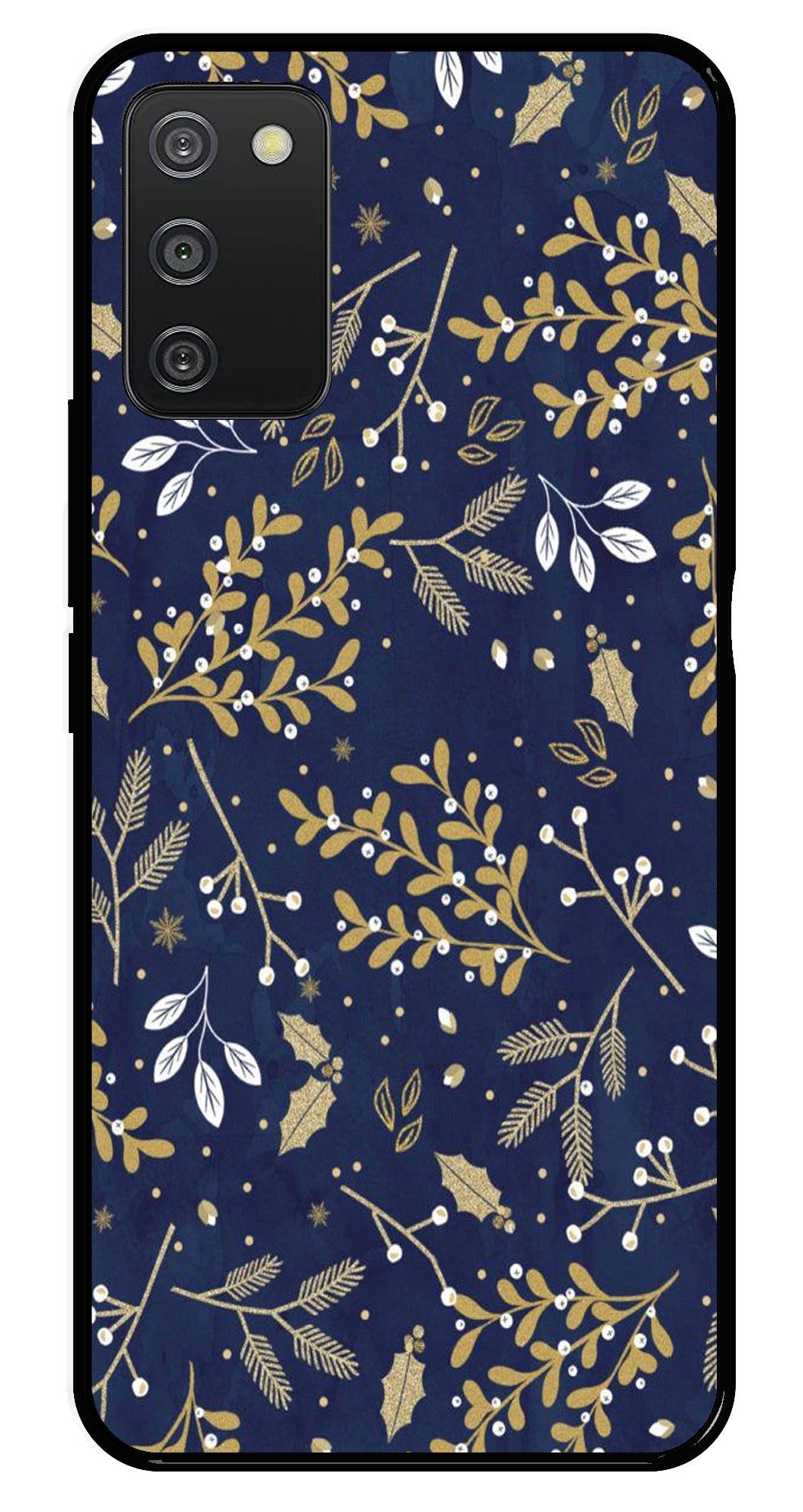 Floral Pattern  Metal Mobile Case for Samsung Galaxy A03s   (Design No -52)