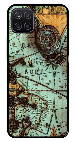 Map Design Metal Mobile Case for Samsung Galaxy A12   (Design No -54)