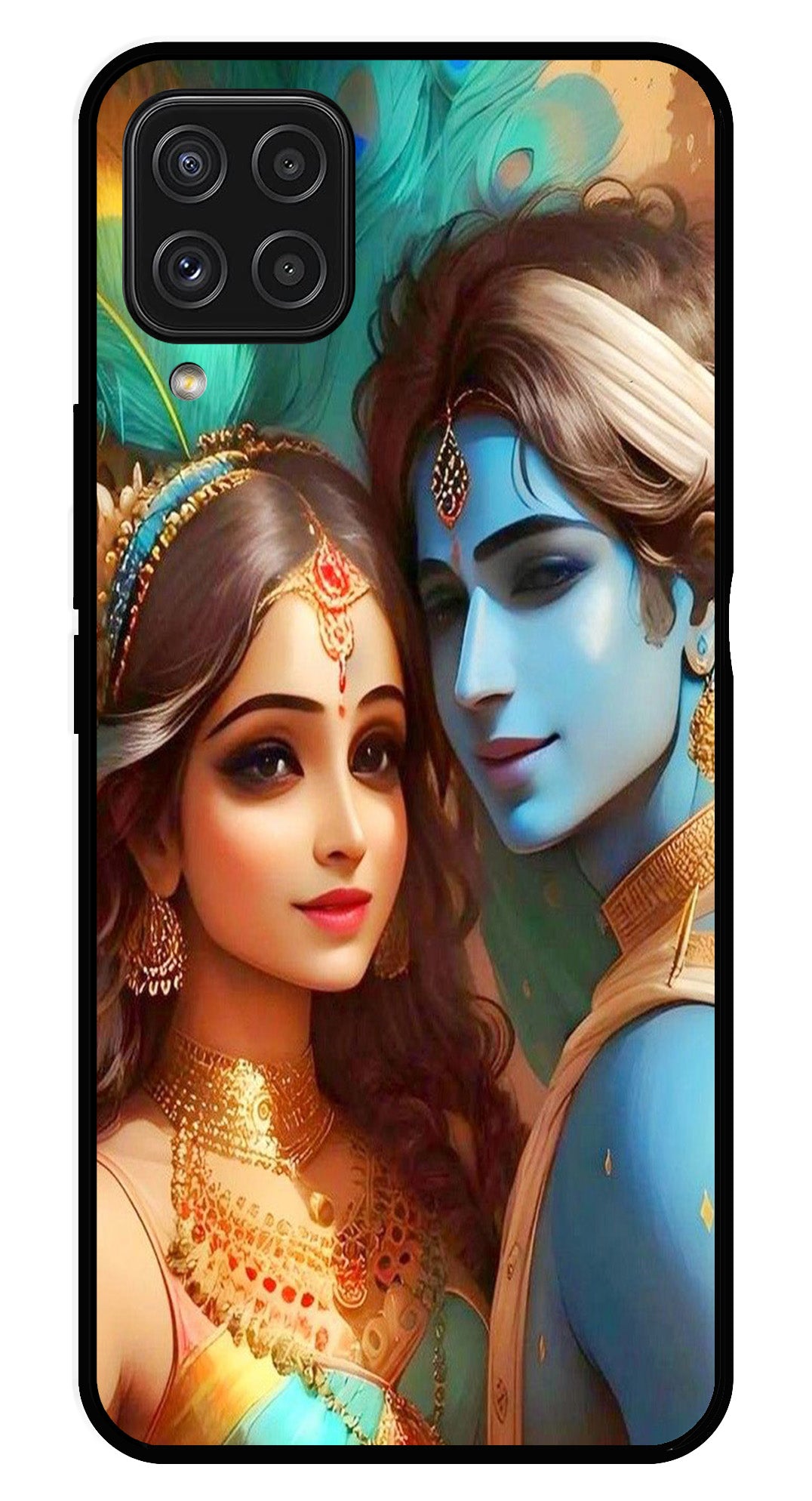 Lord Radha Krishna Metal Mobile Case for Samsung Galaxy A22 4G   (Design No -01)