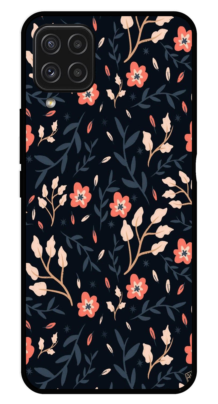 Floral Pattern Metal Mobile Case for Samsung Galaxy A22 4G   (Design No -10)