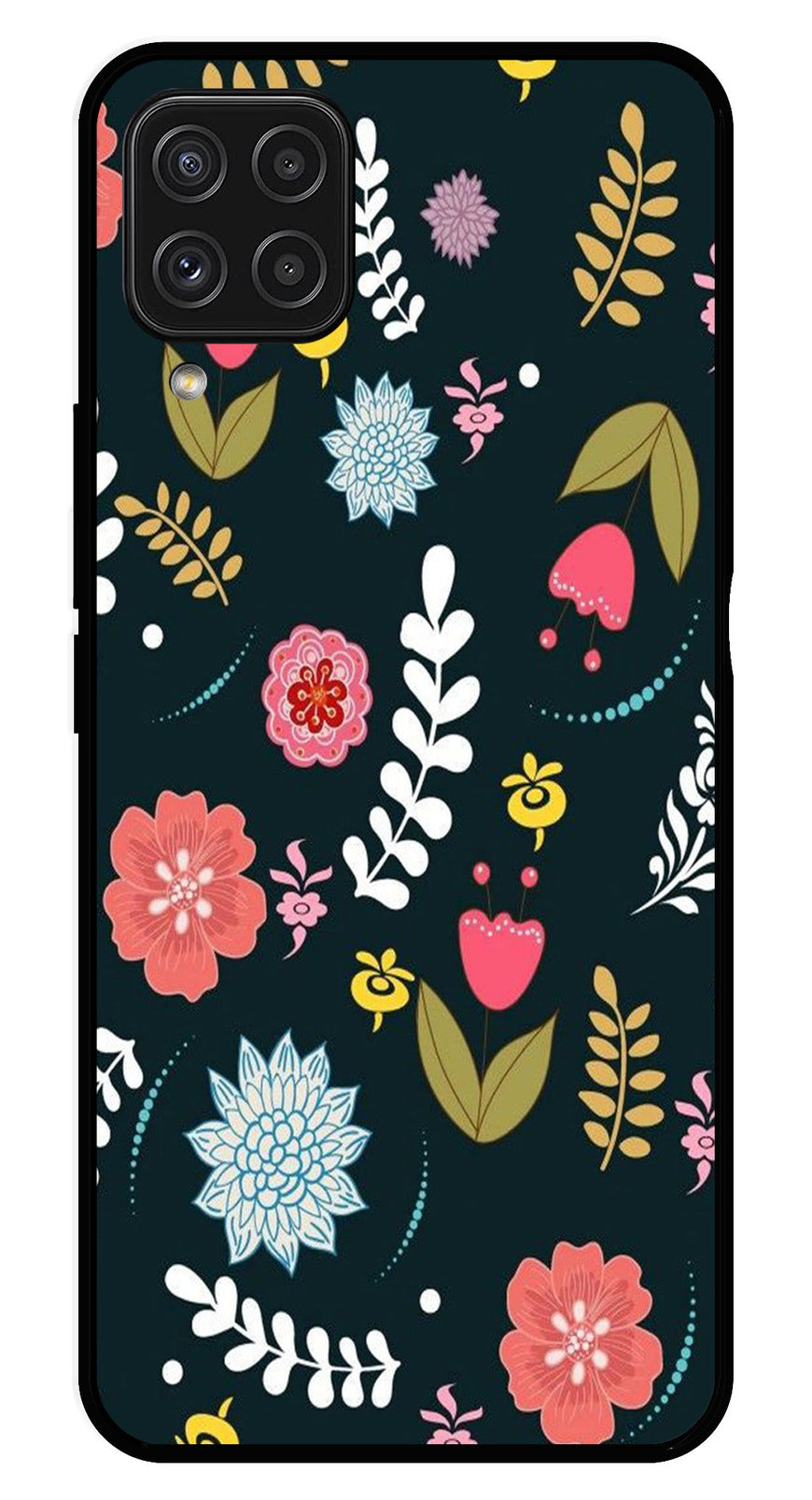 Floral Pattern2 Metal Mobile Case for Samsung Galaxy A22 4G   (Design No -12)