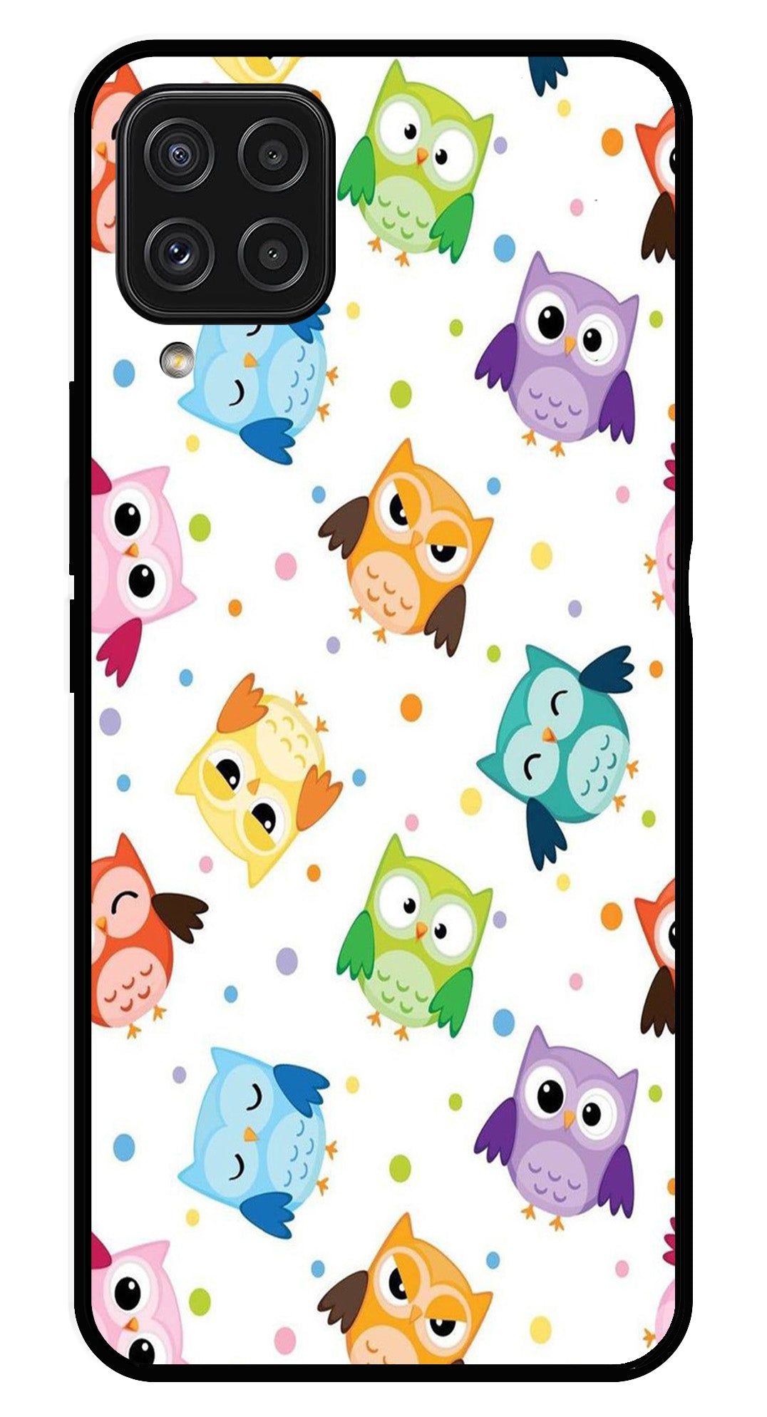 Owls Pattern Metal Mobile Case for Samsung Galaxy A22 4G   (Design No -20)