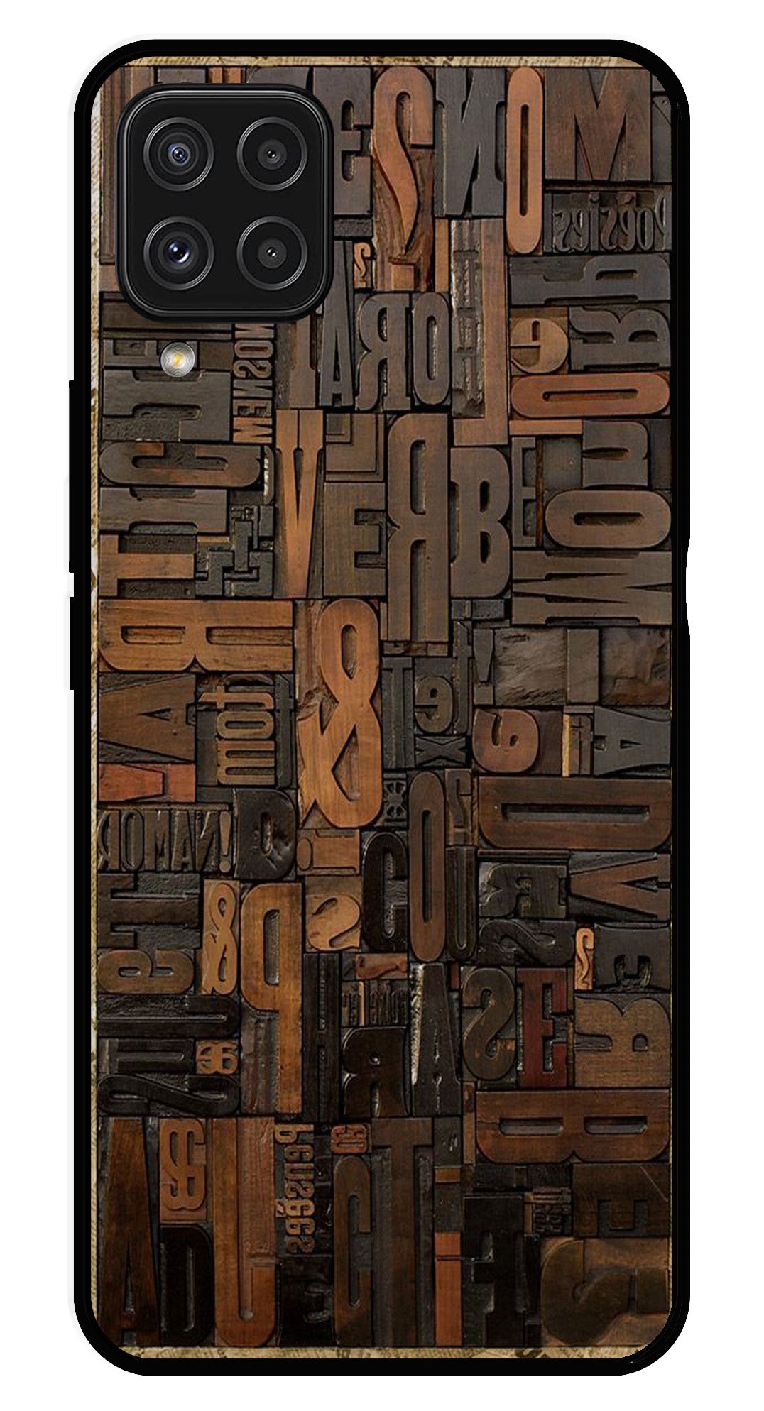 Alphabets Metal Mobile Case for Samsung Galaxy A22 4G   (Design No -32)