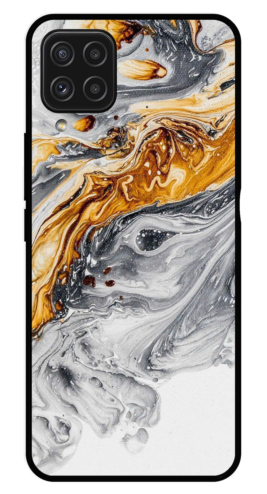 Marble Pattern Metal Mobile Case for Samsung Galaxy A22 4G   (Design No -36)