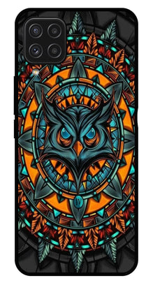 Owl Pattern Metal Mobile Case for Samsung Galaxy A22 4G