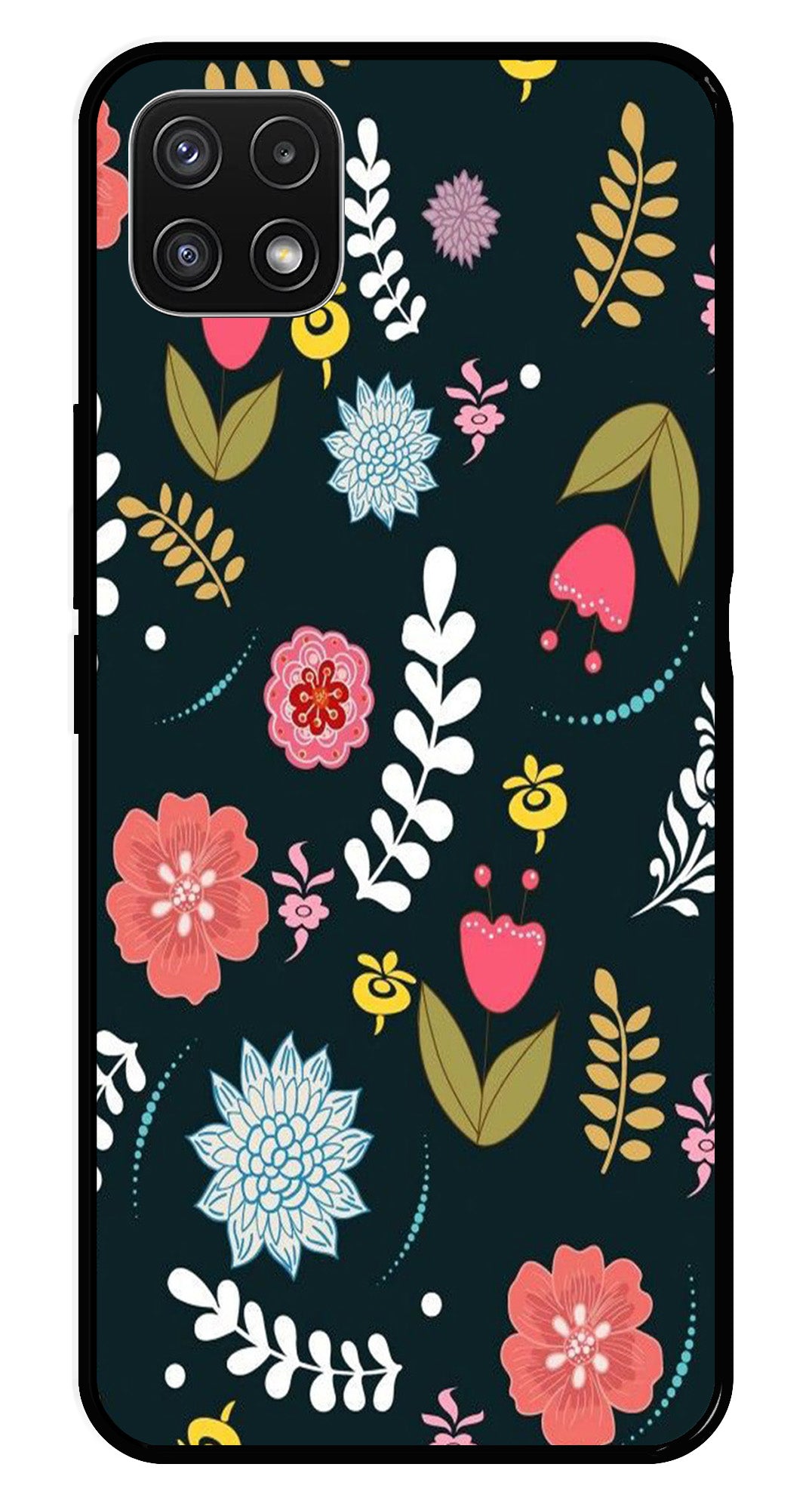 Floral Pattern2 Metal Mobile Case for Samsung Galaxy A22 5G   (Design No -12)