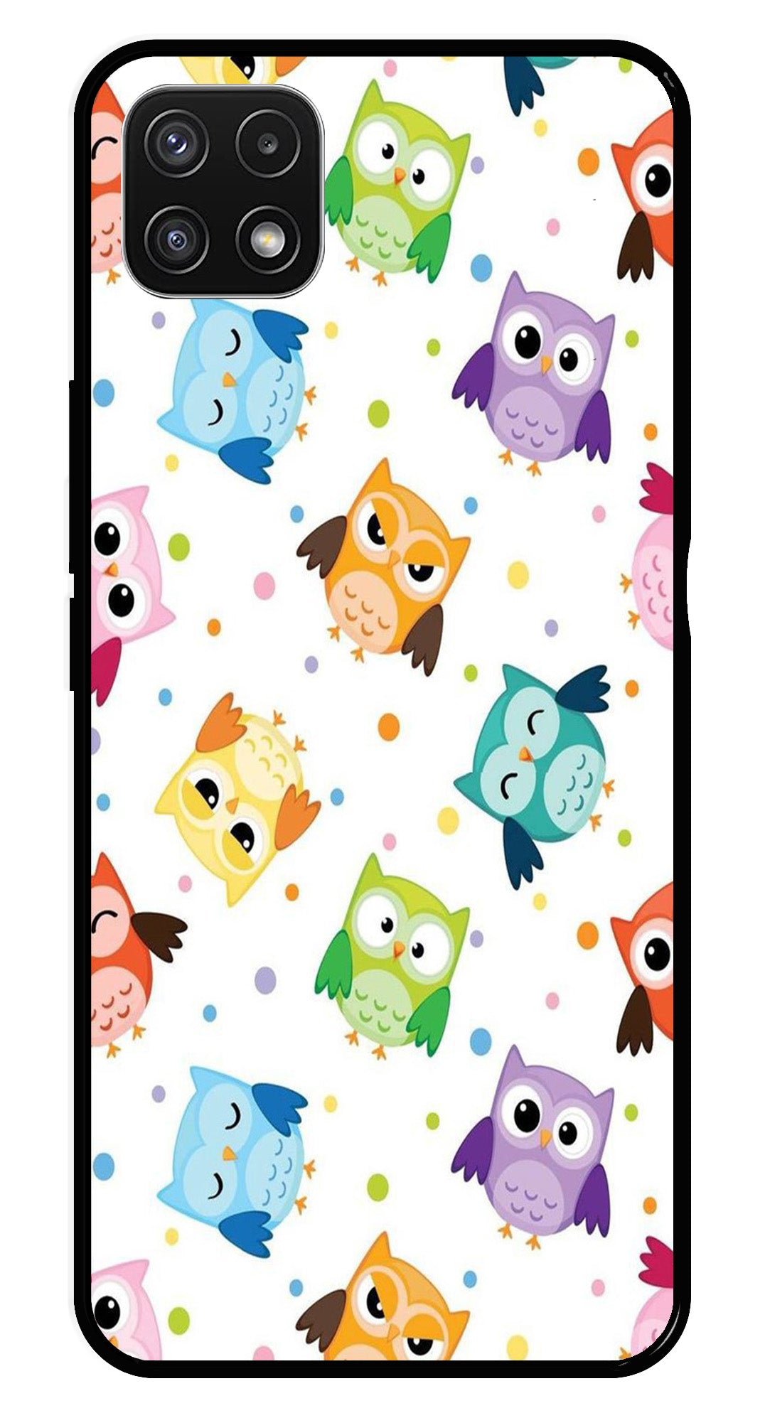 Owls Pattern Metal Mobile Case for Samsung Galaxy A22 5G   (Design No -20)