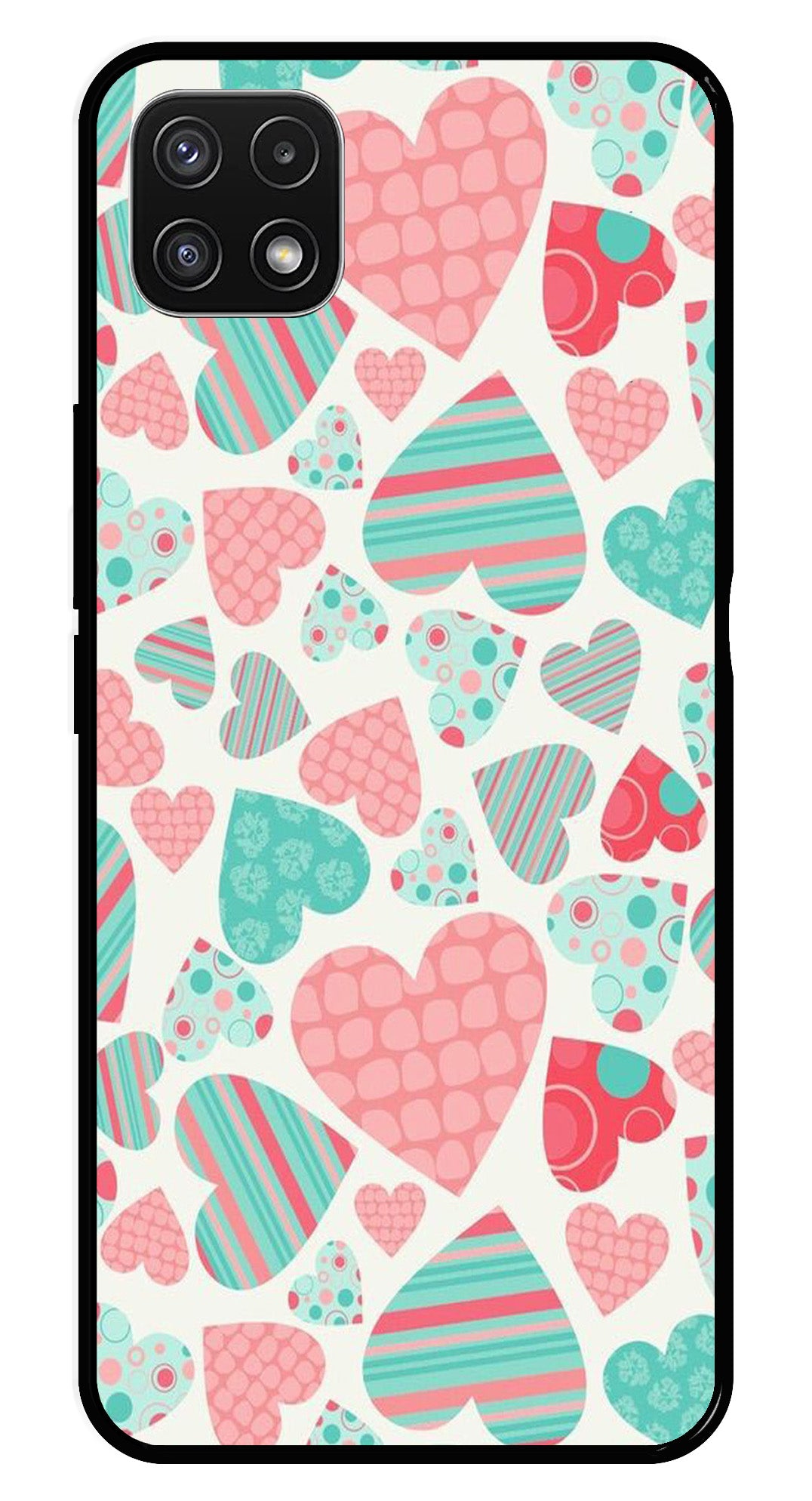 Hearts Pattern Metal Mobile Case for Samsung Galaxy A22 5G   (Design No -22)