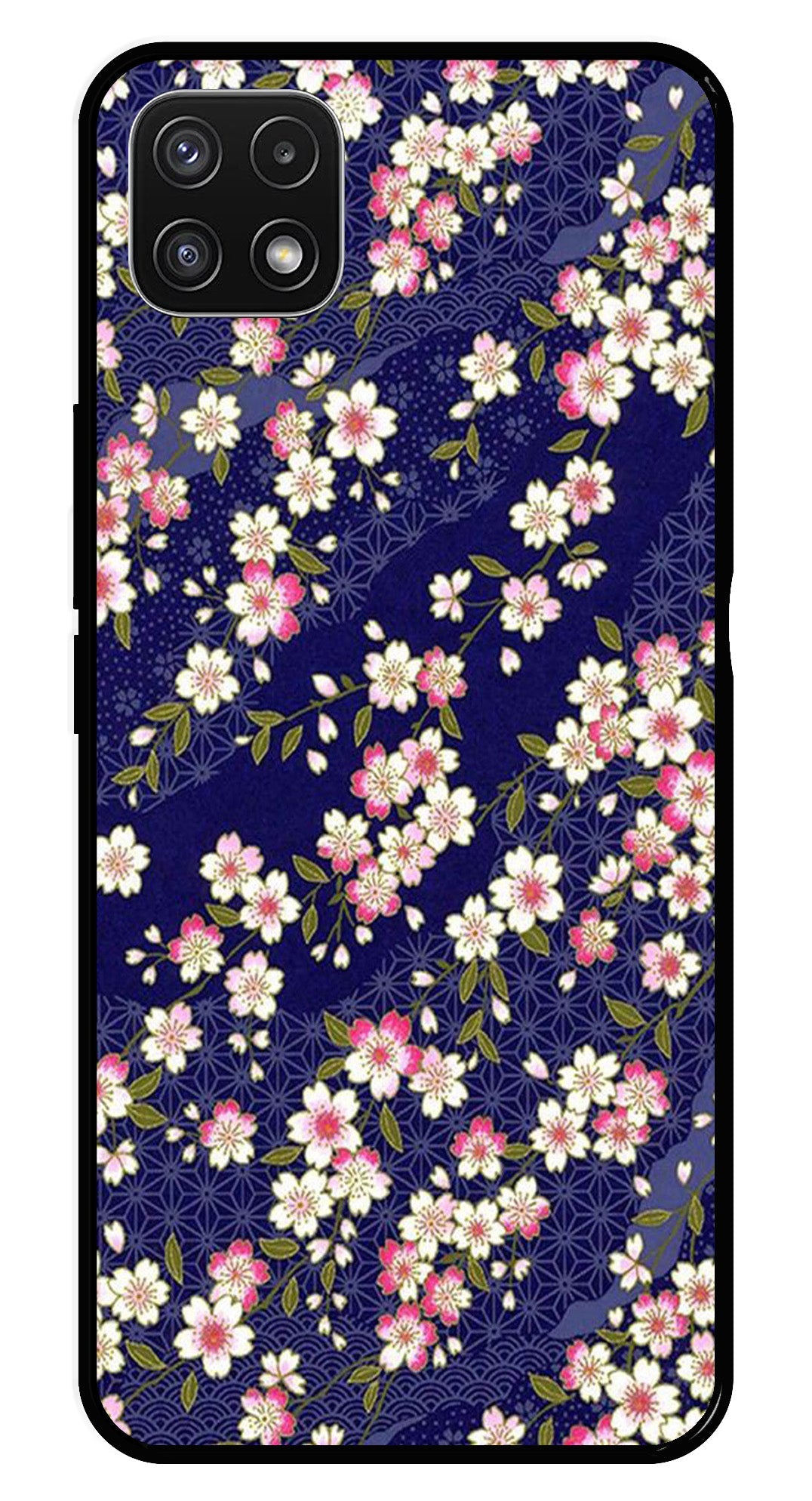 Flower Design Metal Mobile Case for Samsung Galaxy A22 5G   (Design No -25)