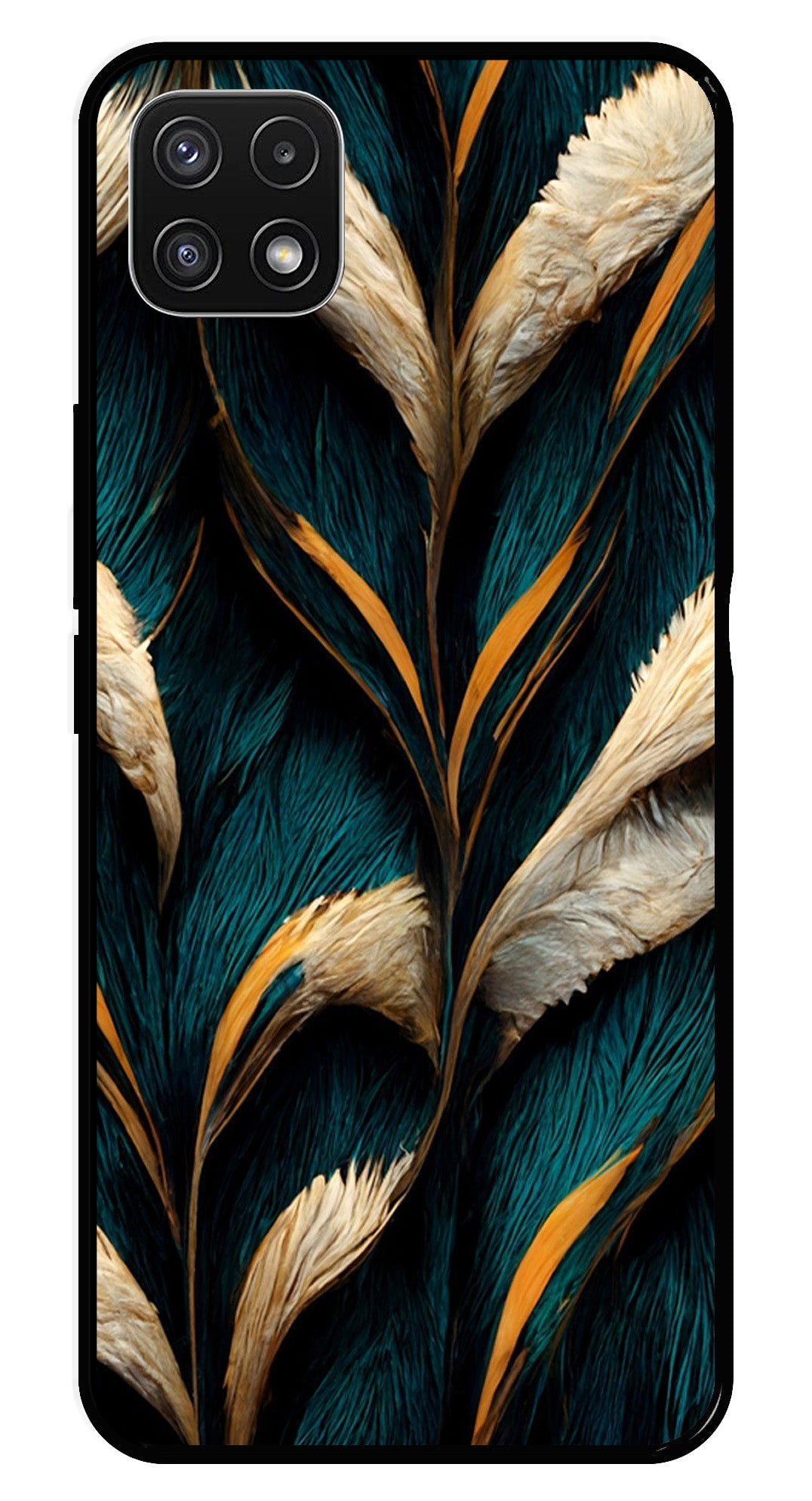 Feathers Metal Mobile Case for Samsung Galaxy A22 5G   (Design No -30)