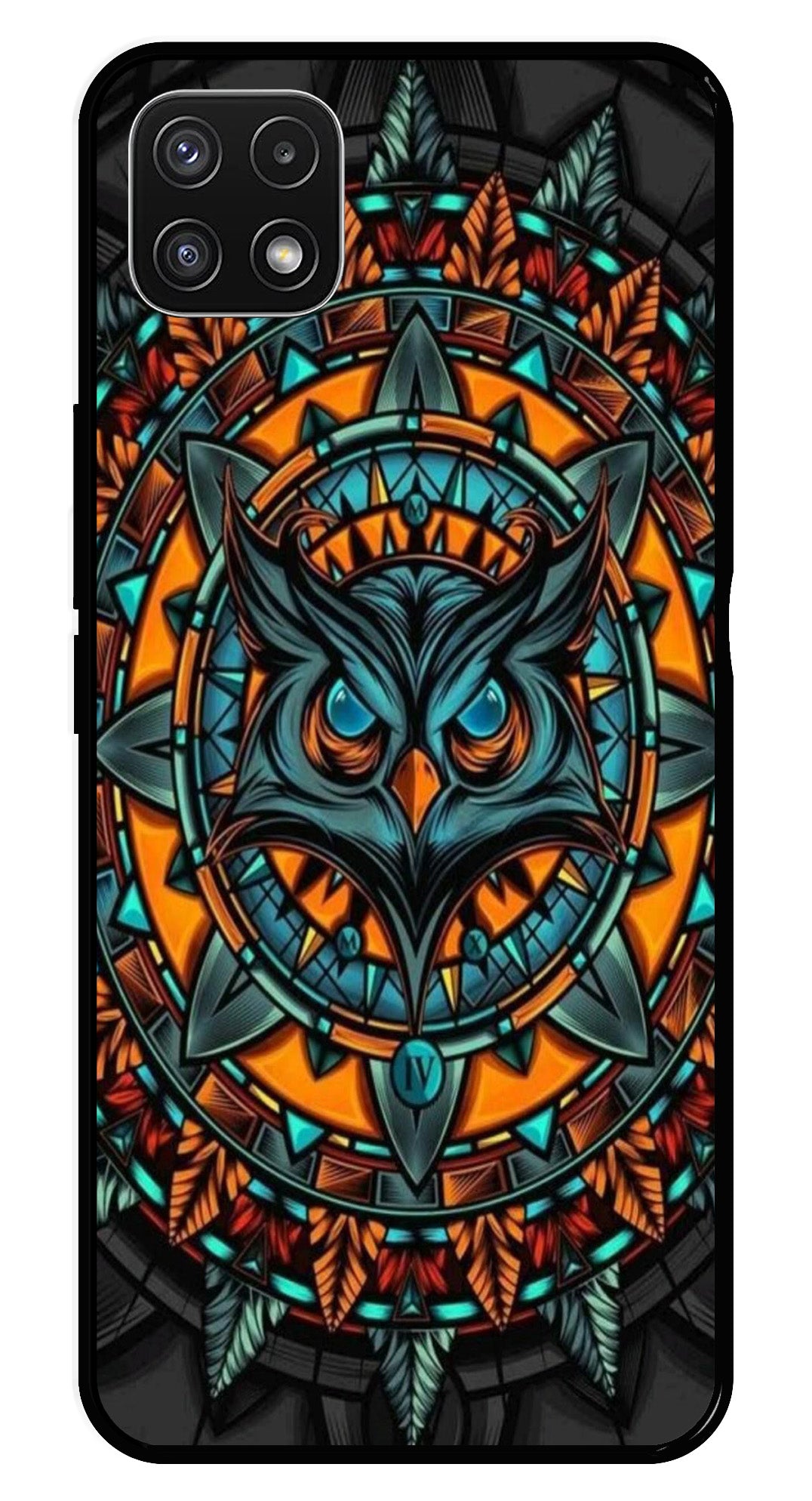 Owl Pattern Metal Mobile Case for Samsung Galaxy A22 5G   (Design No -42)