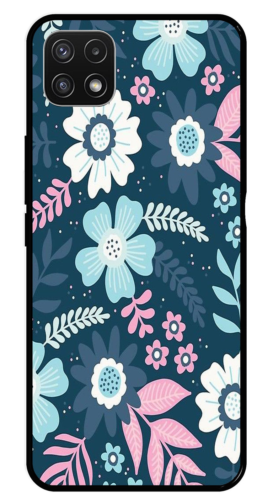 Flower Leaves Design Metal Mobile Case for Samsung Galaxy A22 5G   (Design No -50)