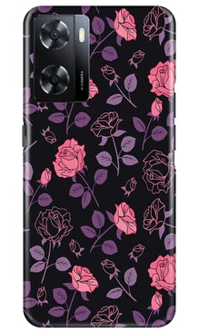 Rose Black Background Mobile Back Case for Oppo A57 2022 (Design - 27)