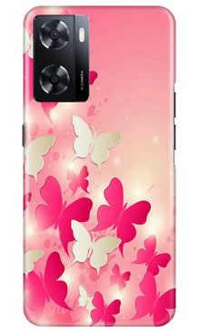 White Pick Butterflies Mobile Back Case for Oppo A57 2022 (Design - 28)