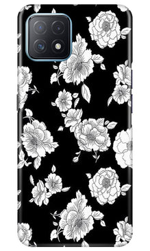 White flowers Black Background Mobile Back Case for Oppo A73 5G (Design - 9)