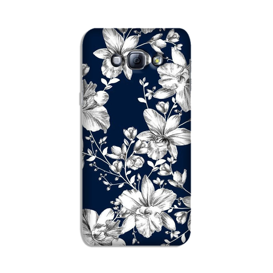 White flowers Blue Background Case for Galaxy A8 (2015)