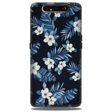 White flowers Blue Background2 Case for Samsung Galaxy A80