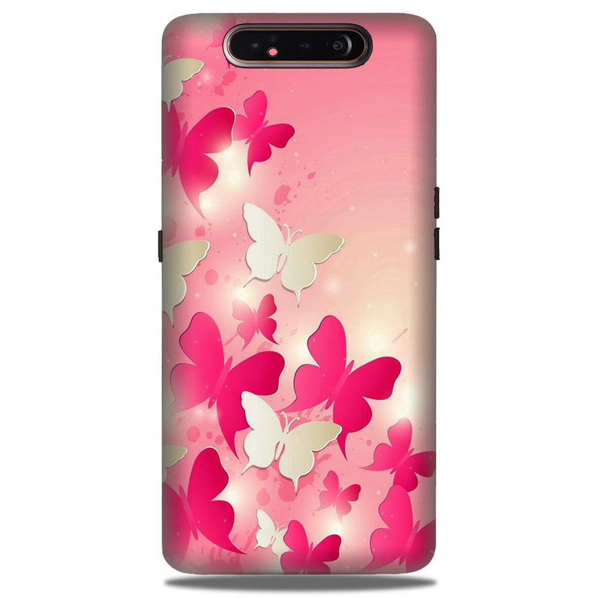 White Pick Butterflies Case for Samsung Galaxy A80