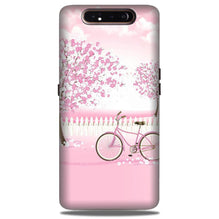 Pink Flowers Cycle Case for Samsung Galaxy A80  (Design - 102)