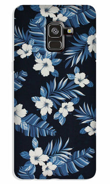 White flowers Blue Background2 Case for Galaxy A8 Plus