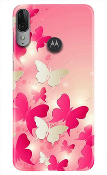 White Pick Butterflies Mobile Back Case for Moto E6s (Design - 28)