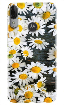 White flowers2 Mobile Back Case for Moto E6s (Design - 62)