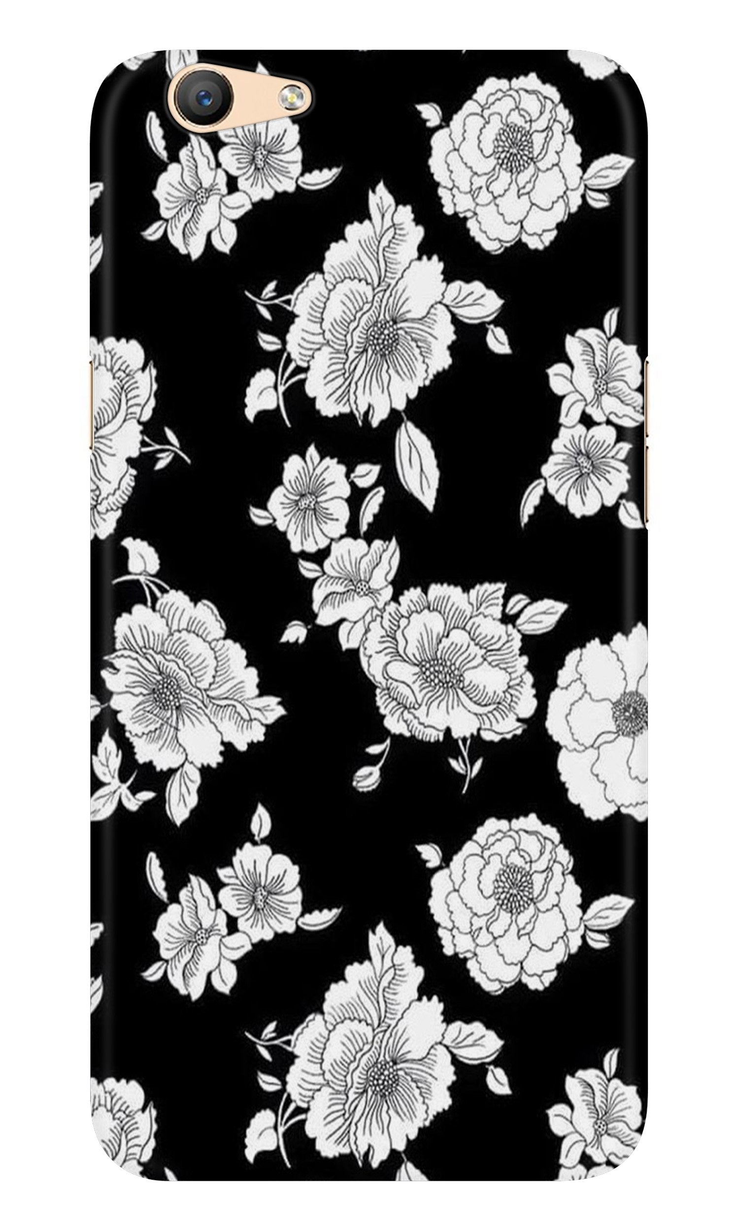 White flowers Black Background Case for Oppo A57