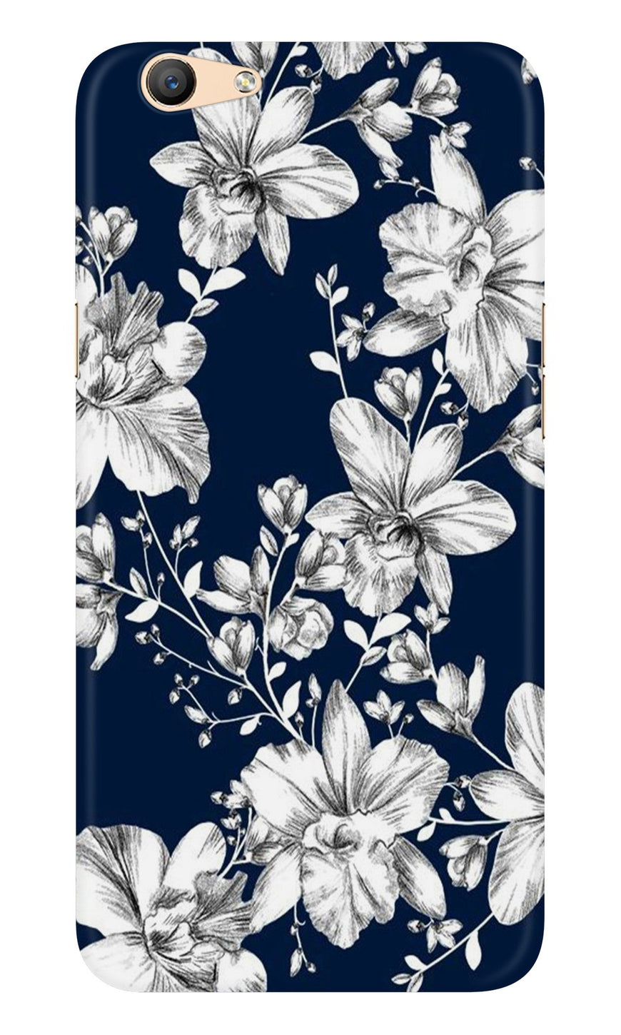 White flowers Blue Background Case for Oppo F1s