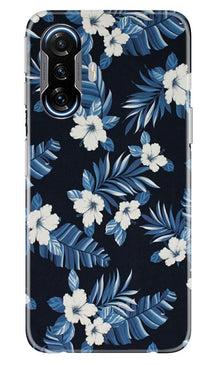 White flowers Blue Background2 Mobile Back Case for Poco F3 GT 5G (Design - 15)