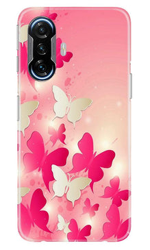 White Pick Butterflies Mobile Back Case for Poco F3 GT 5G (Design - 28)