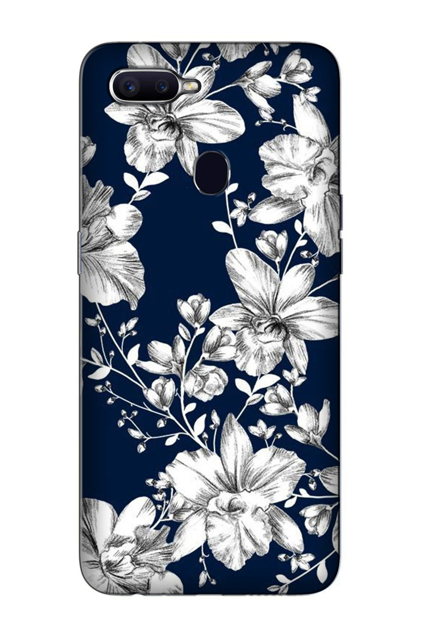 White flowers Blue Background Case for Oppo F7